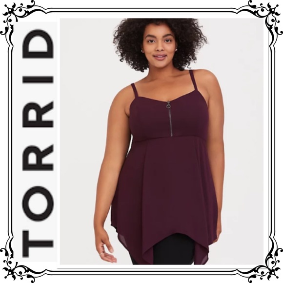 torrid Tops - TORRID ⭐️ Georgette Zip Handkerchief Babydoll Cami